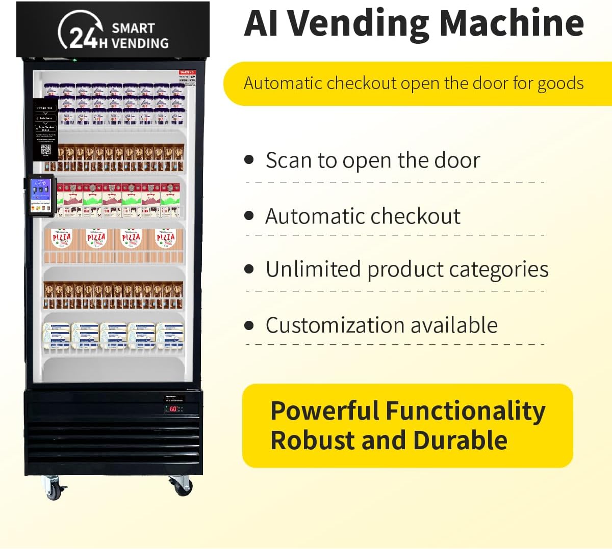 HaHa Smart Cooler AI vending machine with automatic checkout and customizable features.