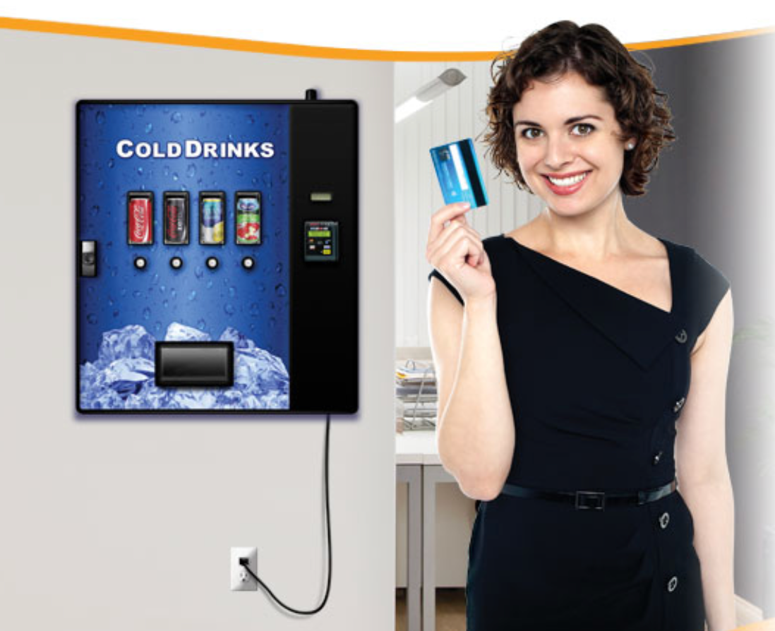 Cashless Cooler Wall Mounted Drinks Vending Machine Installed