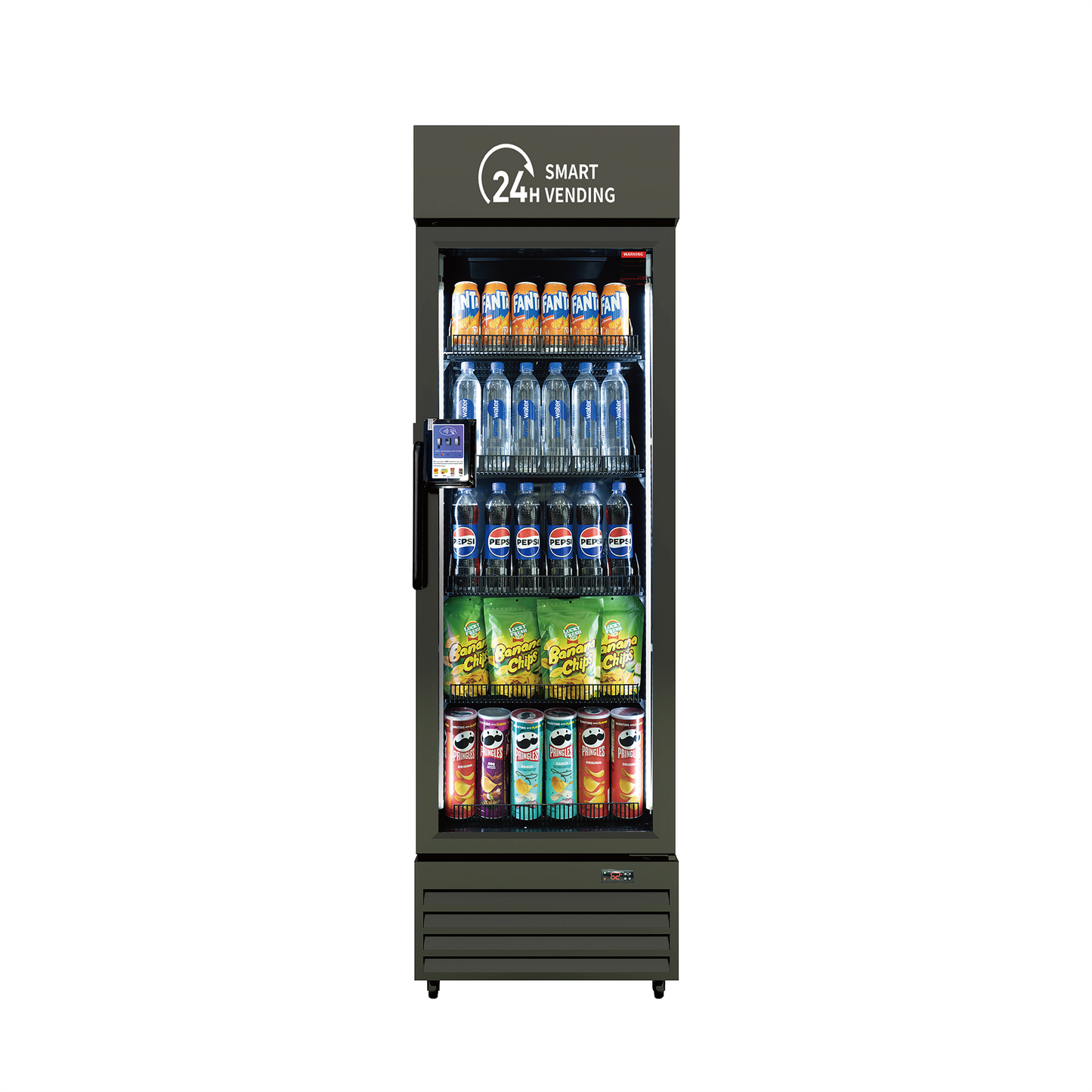 HAHA Smart Cooler - Mini vending machine with beverages and snacks, featuring TAP, GRAB & GO™ technology. HAHA Smart Cooler - ULTRA vending machine with beverages and snacks, featuring TAP, GRAB & GO™ technology.