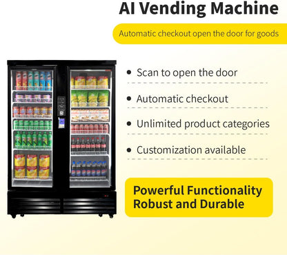 HAHA Smart Cooler - ULTRA AI vending machine with automatic checkout and unlimited product categories.